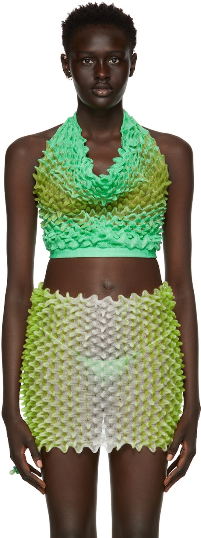 SSENSE Exclusive Green Divine Halter Top: image 1