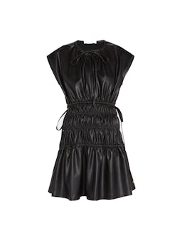 Drawstring Faux Leather Mini Dress: image 1