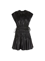 Drawstring Faux Leather Mini Dress: image 1