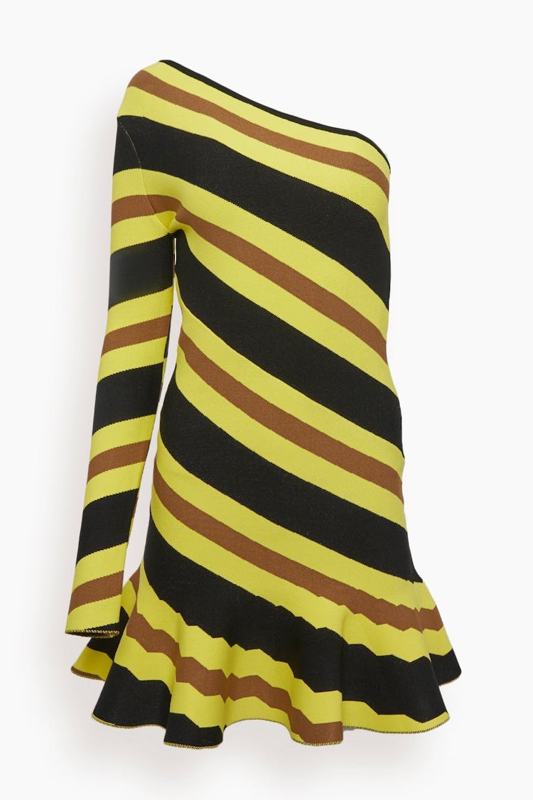 One Sleeve Mini Dress in Yellow/Black: image 1