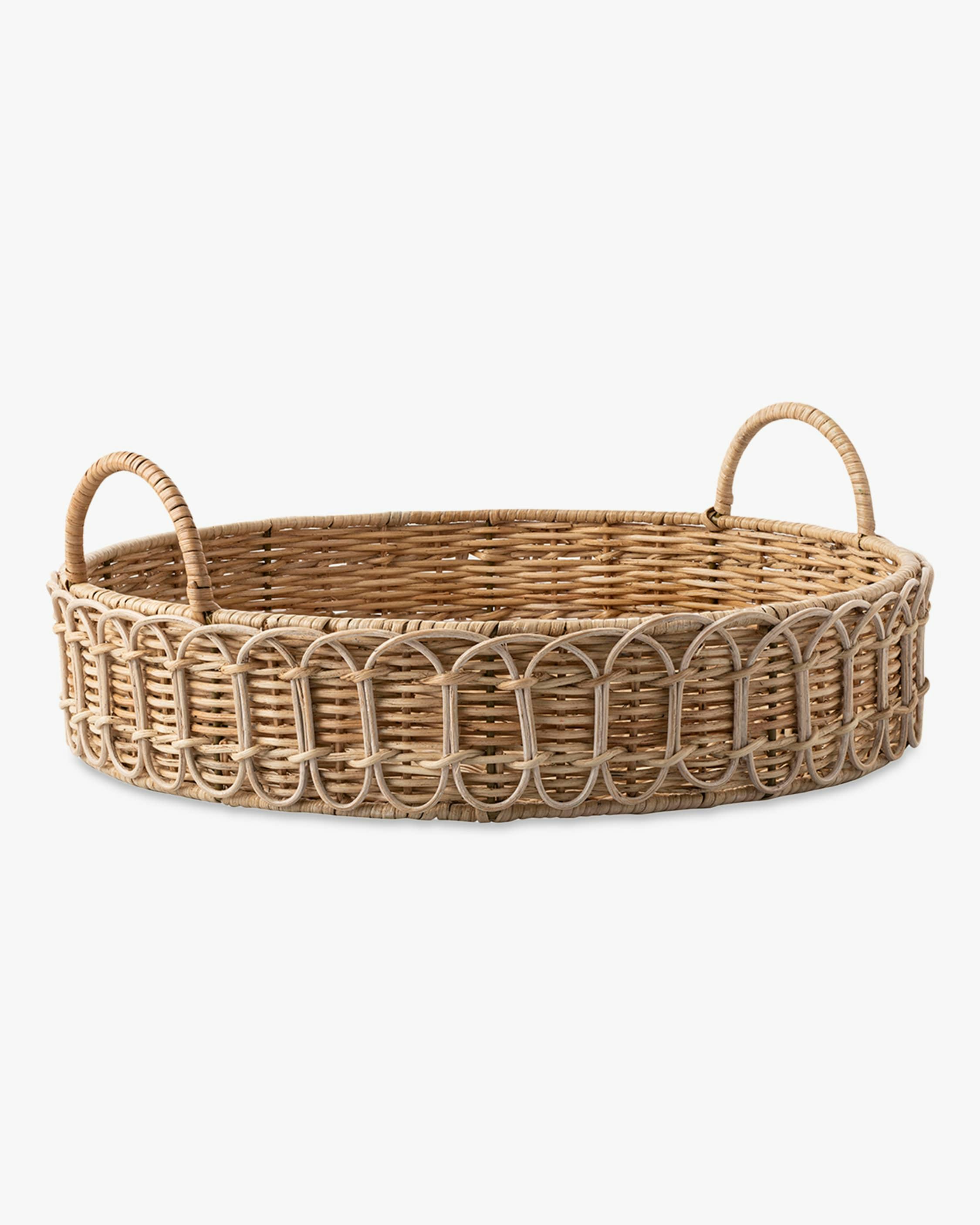 Provence Rattan Whitewash Round Tray: image 1