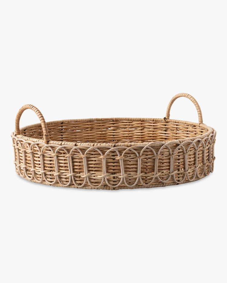 Provence Rattan Whitewash Round Tray: image 1