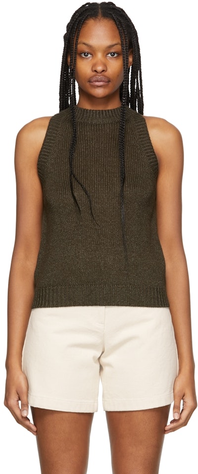 Khaki Paper Tank Top: image 1