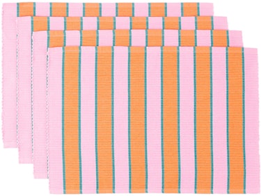 Pink & Orange Stripe Placemat Set: image 1