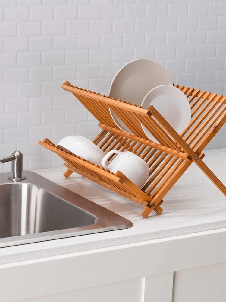 Rustic Collection Pine Folding Dish Rack: additional image