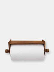 Quick Install Rustic Pine Wood Wall Mounted Paper Towel Holder with Flat Top, Brown: image 1