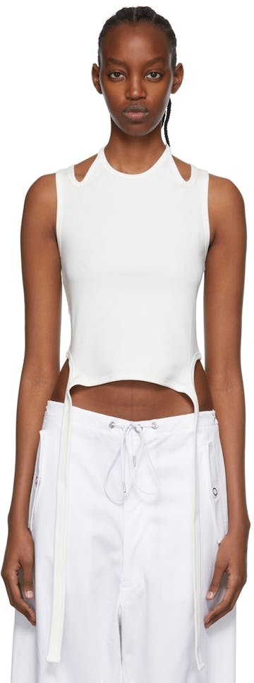 White Cotton Tank Top: image 1