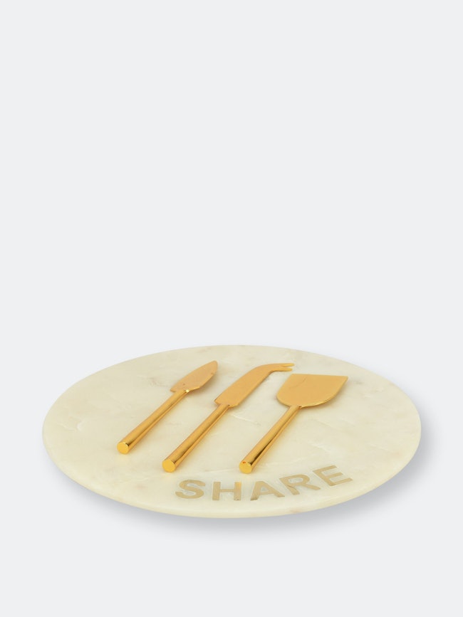 SHARE Marble Cheese Board with Gold Knives Set: additional image