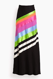 Bias Maxi Skirt in Black Stripe Multi: image 1