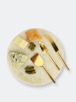 SHARE Marble Cheese Board with Gold Knives Set: image 1