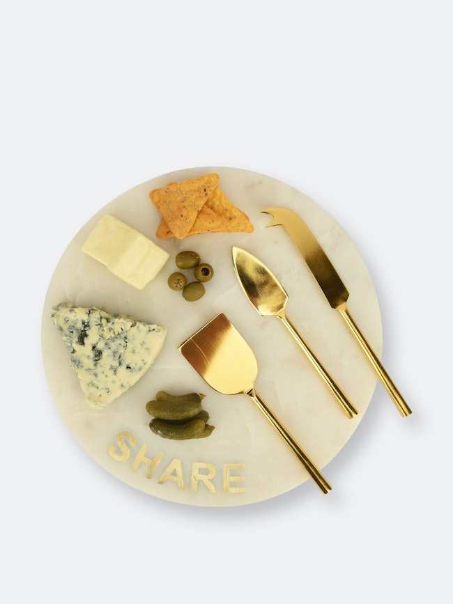 SHARE Marble Cheese Board with Gold Knives Set: image 1
