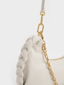 Abby Chain Handle Braided Hobo Bag - Cream: additional image