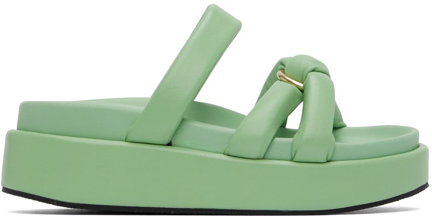Green Platform Flat Sandals: image 1