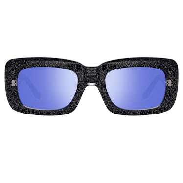 The Attico Marfa Rectangular Sunglasses in Glitter and Blue: image 1