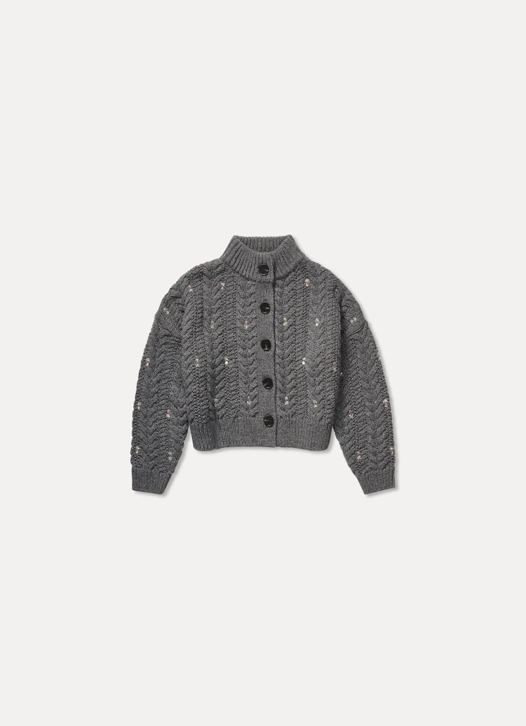 Embellished Cableknit Cardigan: image 1
