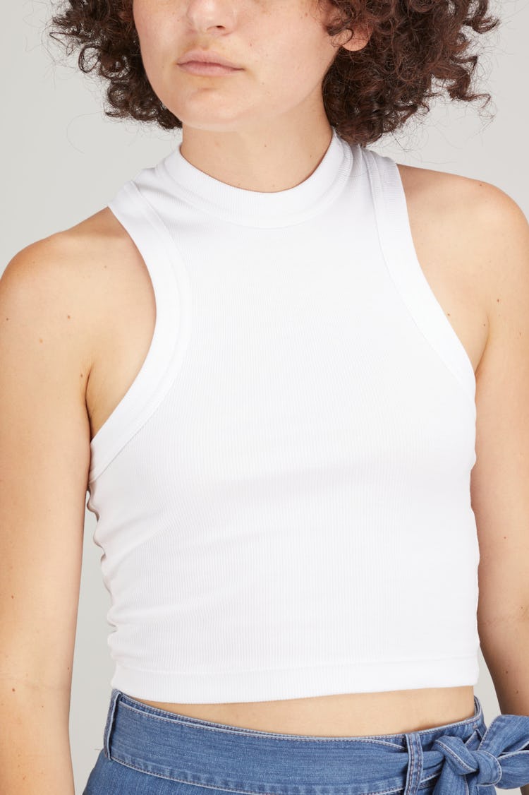 Ribbed Tee Cropped Tank in White: additional image