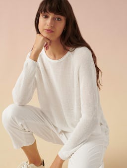 linen ribbed crewneck: additional image