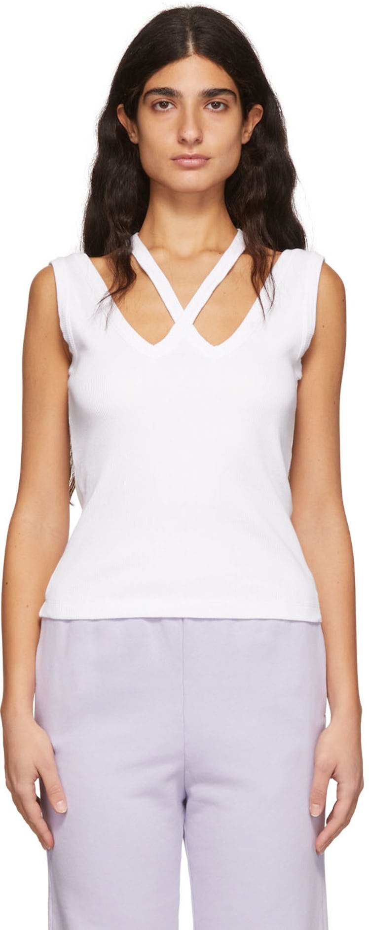 White Cotton Tank Top: image 1