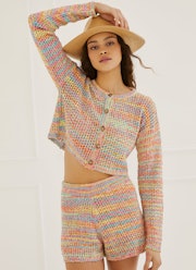 Cropped Multicolored Cardigan: image 1