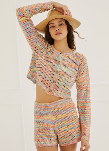 Cropped Multicolored Cardigan: image 1
