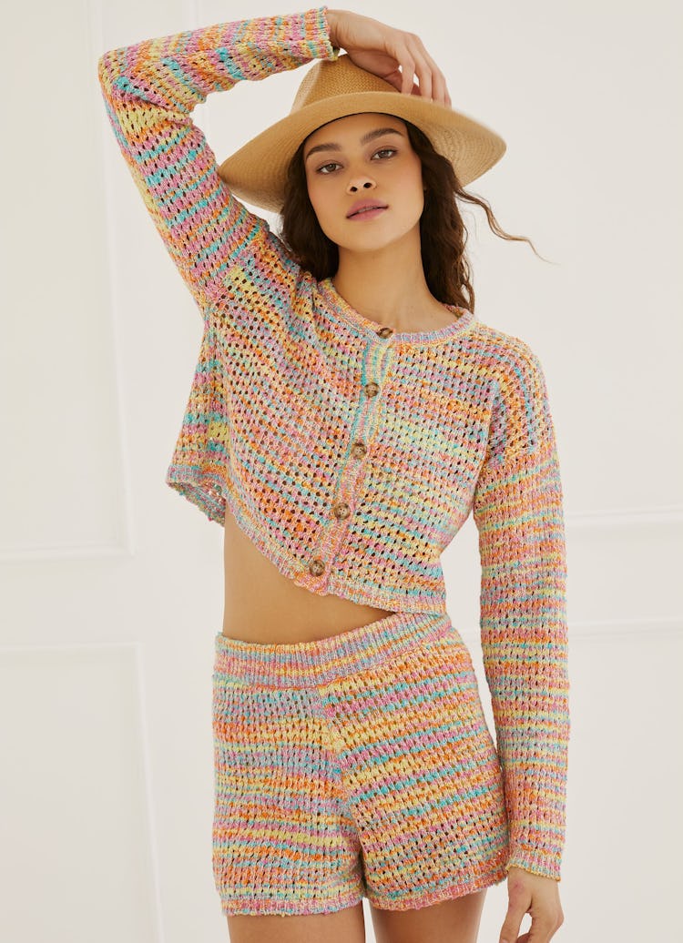 Cropped Multicolored Cardigan: image 1
