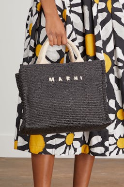 Small Basket Bag in Black/Natural: additional image