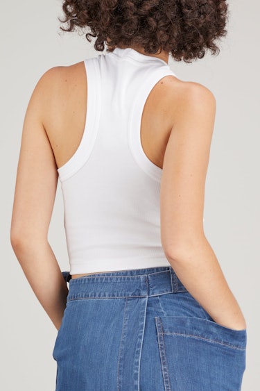 Ribbed Tee Cropped Tank in White: additional image