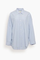 Drop Neck Oxford Tshirt in Blue/White Pinstripe: image 1