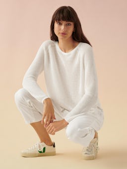 linen ribbed crewneck: image 1