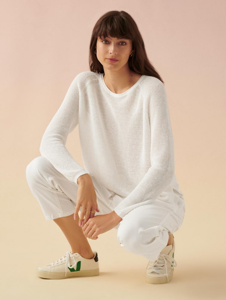 linen ribbed crewneck: image 1