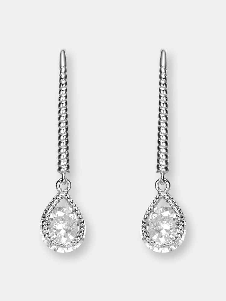 Genevive Sterling Silver Cubic Zirconia Dangle Earrings: image 1