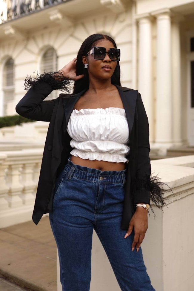 White Ruffle Crop Top: additional image