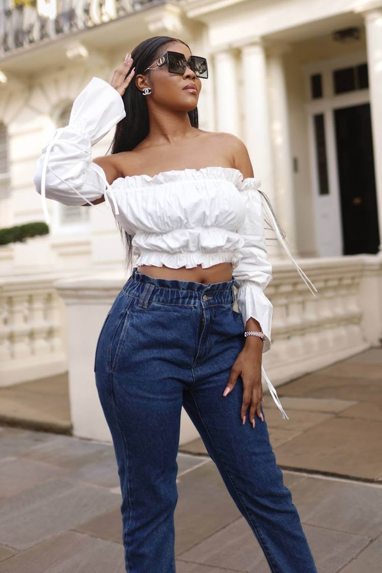 White Ruffle Crop Top: image 1