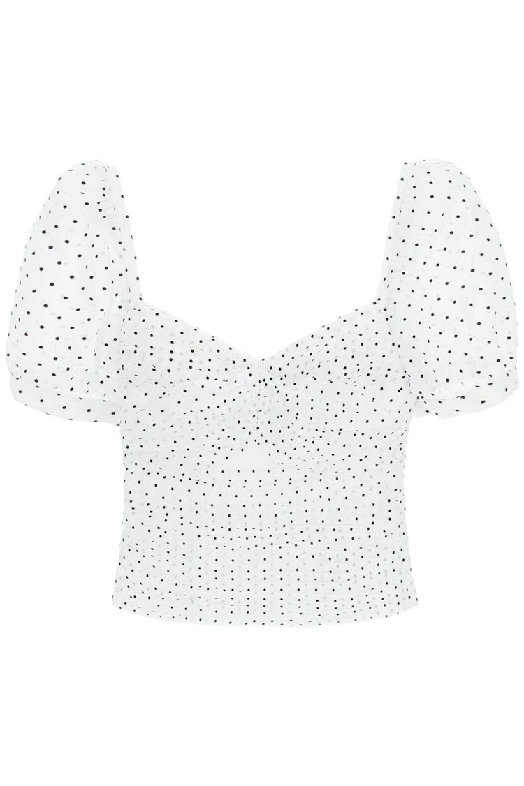 Self Portrait Polka Dot Cropped Top: image 1