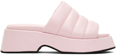 Pink Padded Retro Pool Platform Sandals: image 1