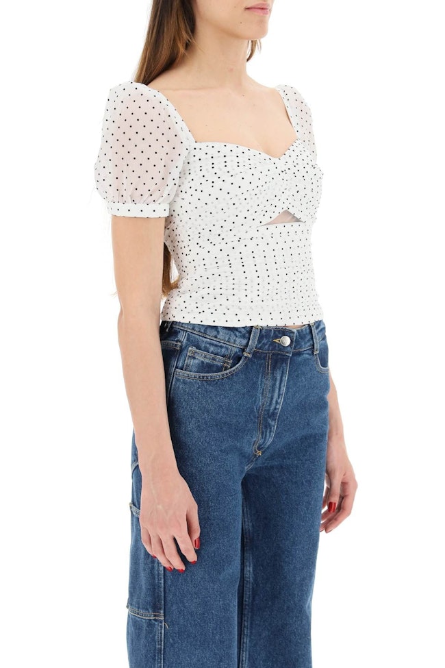 Self Portrait Polka Dot Cropped Top: additional image
