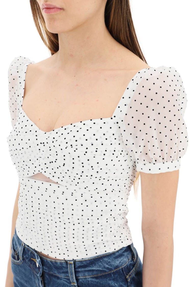 Self Portrait Polka Dot Cropped Top: additional image