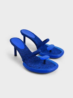 Electra Recycled Polyester Heeled Thong Sandals - Blue: additional image