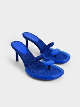 Electra Recycled Polyester Heeled Thong Sandals - Blue: additional image