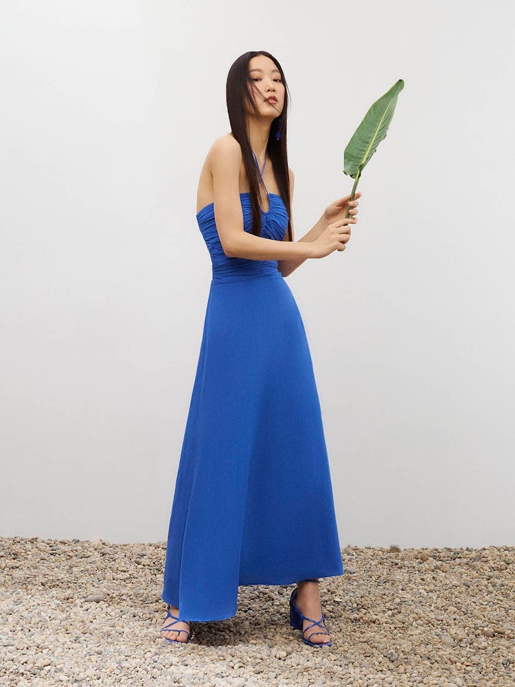 Draped Linen Dress: image 1