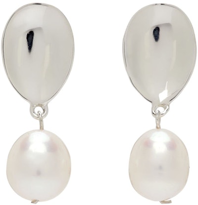 Silver Everyday Pearl Drop Earrings: image 1