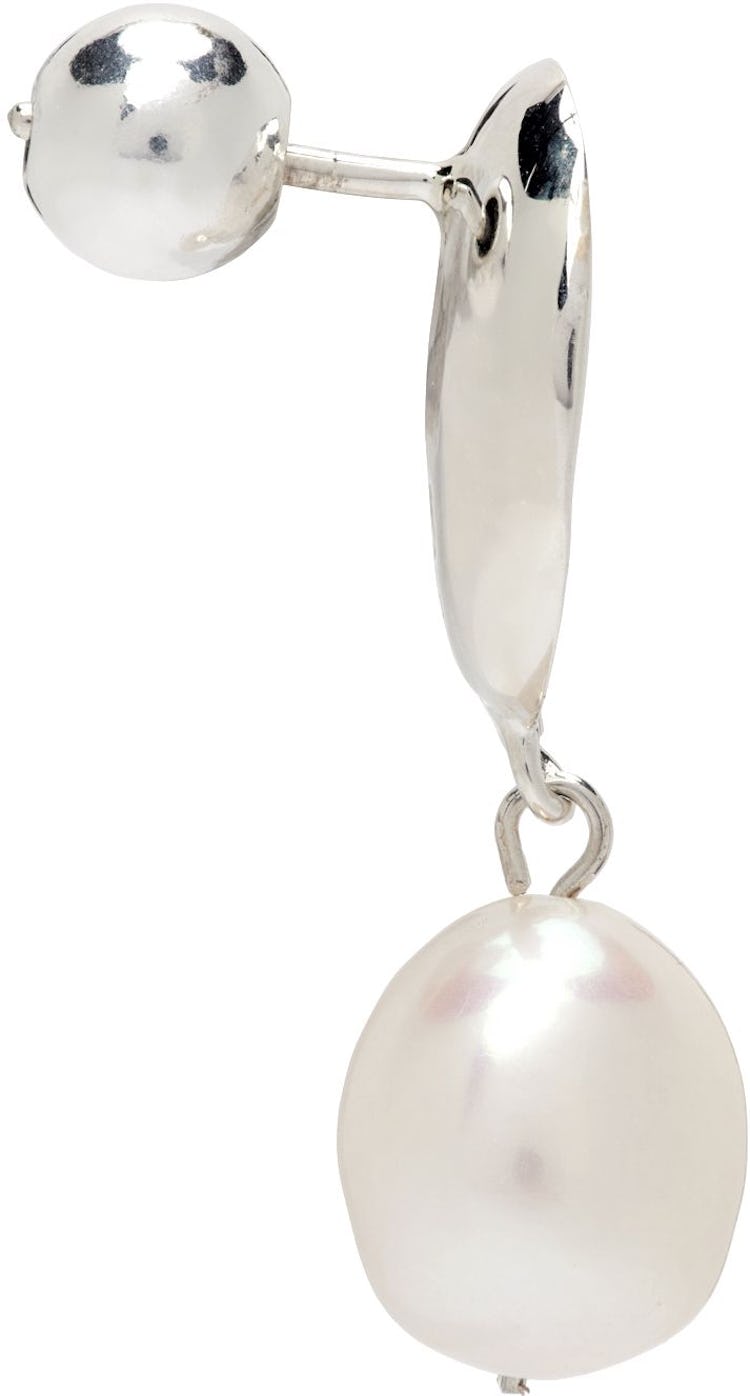Silver Everyday Pearl Drop Earrings: additional image