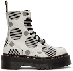 White Polka Dot Jadon Platform Boots: image 1
