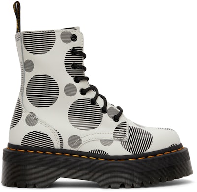White Polka Dot Jadon Platform Boots: image 1