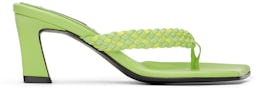 Green Odd Braid Flip Flop Heeled Sandals: image 1