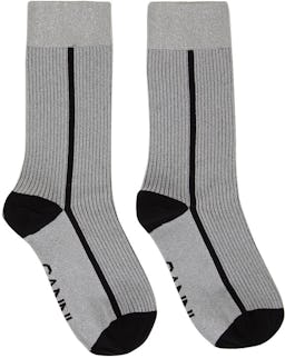 Silver & Black Lurex Socks: additional image