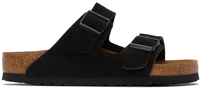Black Suede Soft Footbed Arizona Sandals: image 1