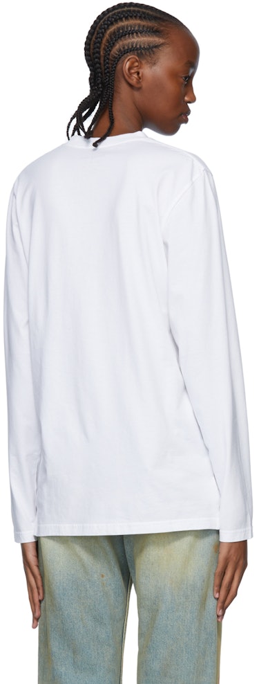 White Cotton Long Sleeve T-Shirt: additional image