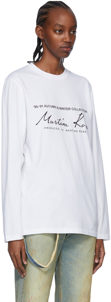 White Cotton Long Sleeve T-Shirt: additional image