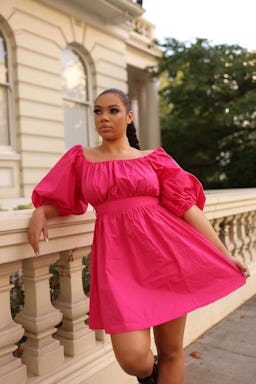 Poplin Dress Puff-sleeved: additional image